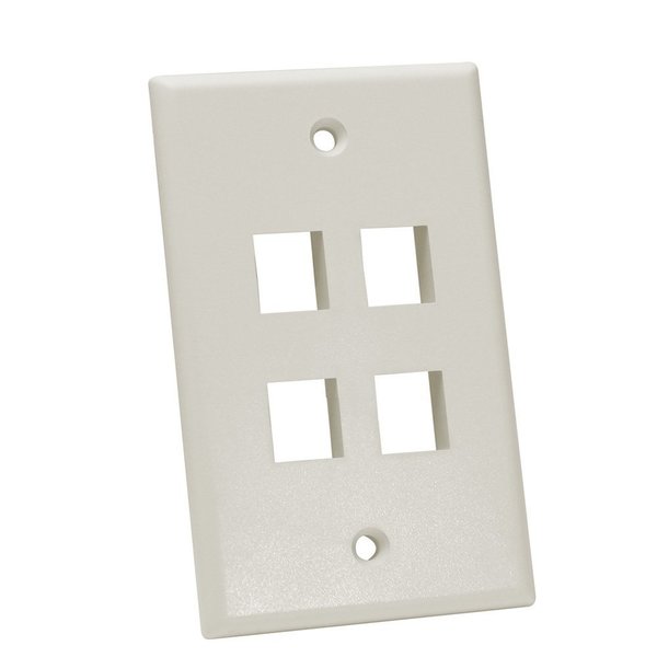 Quest Technology International Keystone Wall Plate, Single-Gang - 4 Ports, Lt Almond NFP-1042